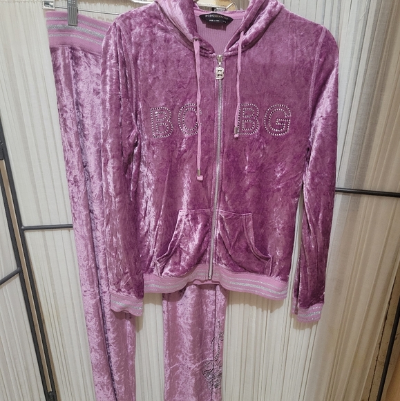 BCBGMAXAZRIA RHINESTONES  VELOUR  TRACK SUIT. - Picture 1 of 13